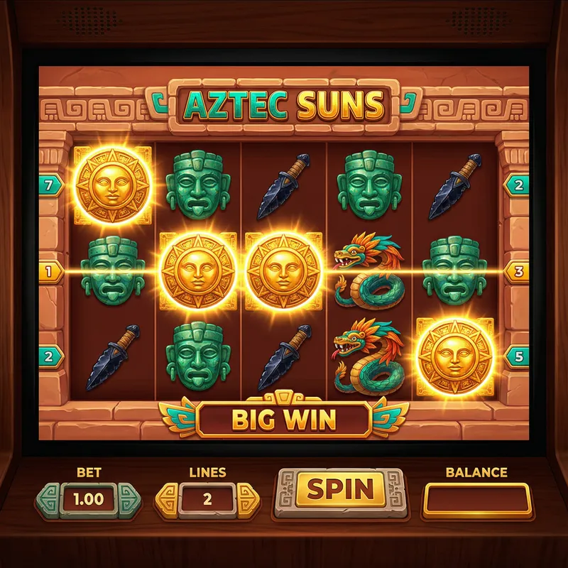 Tragamonedas aztecas con símbolos del sol y Quetzalcóatl en Twin Lions Casino México